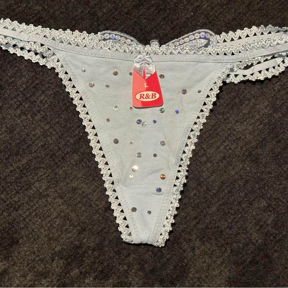 Light Blue Woman’s Panties R&B butterfly themed back
